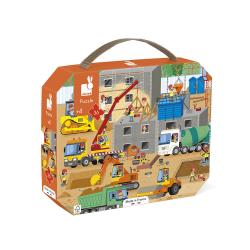 Puzzle pre deti Na stavbe Janod v kufrku 36 ks od 4 rokov