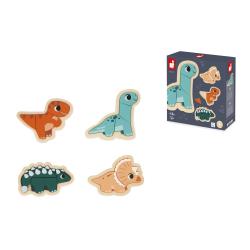 Dreven vkladacie puzzle pre deti Dinosaury 4v1 Dino Janod